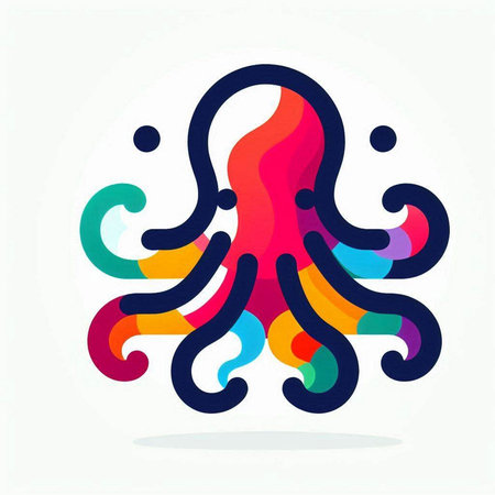 Octopus colorful vector icon. Isolated on a white background.の写真素材