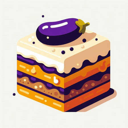 Eggplant cake. Vector illustration in isometric flat style.の写真素材