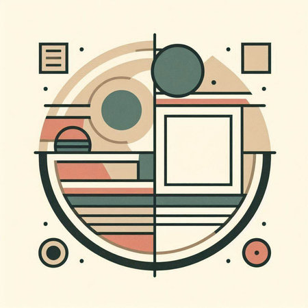 Abstract geometric background. Minimalistic poster with primitive shapes. Vector illustration.の写真素材