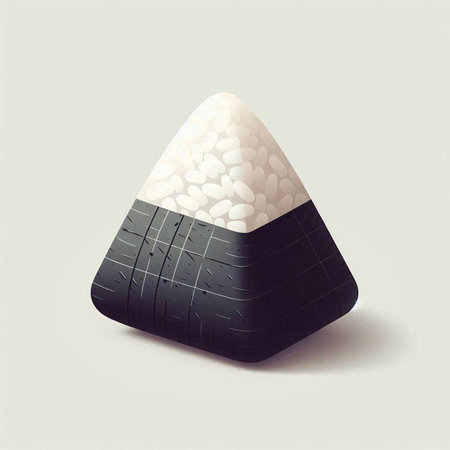 japanese rice ball on a white background. 3d illustrationの写真素材
