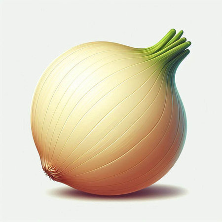onion on a white background, 3d illustration, image contains transparencyの写真素材