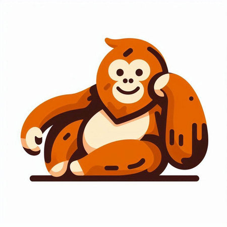 Cute monkey sitting on the ground. Vector illustration in cartoon style.