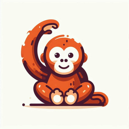 Cute cartoon monkey isolated on a white background. Vector illustration.