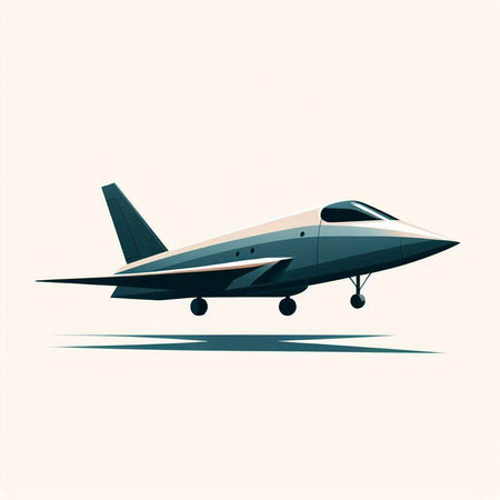 Vector illustration of a jet plane isolated on white background. Side view.