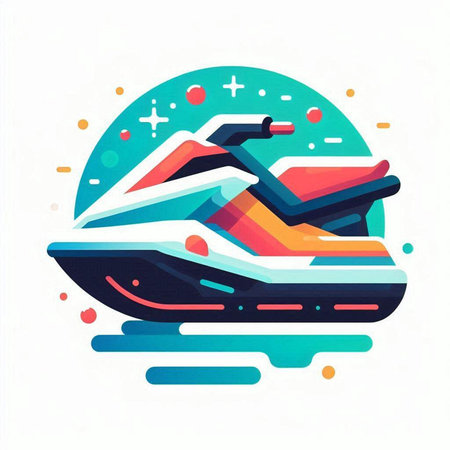 Water scooter icon in flat style isolated on white background. Vector illustration.