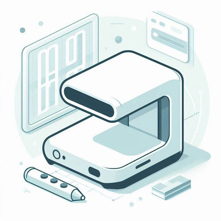 Isometric 3D printer on a white background. Vector illustration.