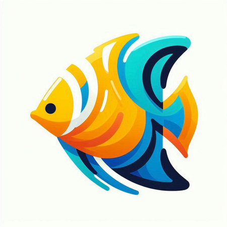Abstract fish icon. Colorful vector illustration. Isolated on white background.
