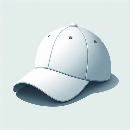 White baseball cap with shadow on a white background. Vector illustration.