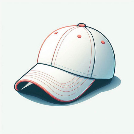 Illustration of a baseball cap with a visor on a white backgroundの写真素材