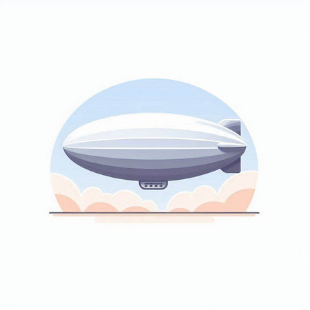 Airship. Airship in the sky. Vector illustration on white background.