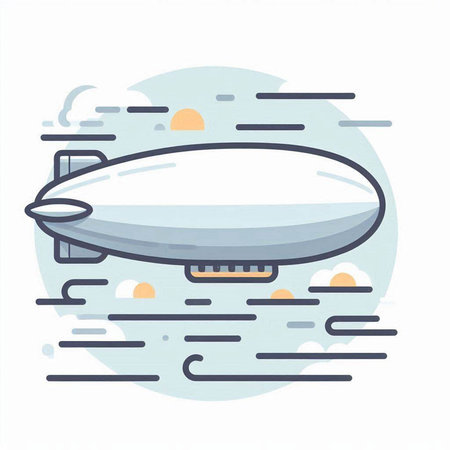 Airship icon. Vector illustration of a dirigible in the sky.