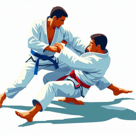Two men fighting. Vector illustration.