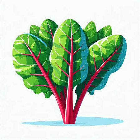 Chard leaf isolated on white background. Vector illustration in flat style.