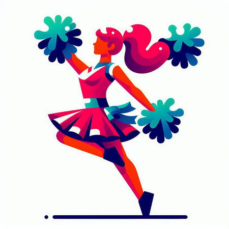Cheerleader with pompoms. Vector illustration of a cheerleader.