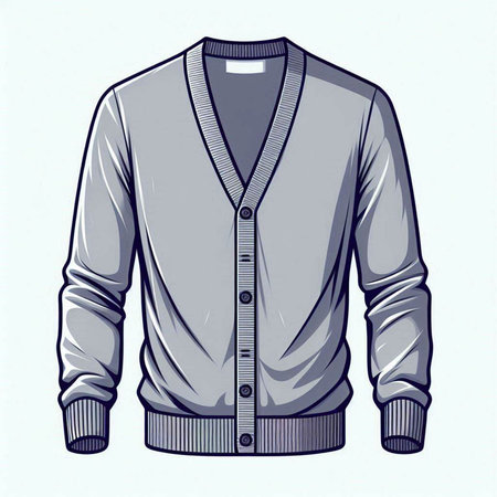 Men's cardigan with a collar on a white background. Vector illustration