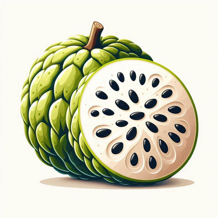 Custard apple isolated on a white background. Vector illustration.