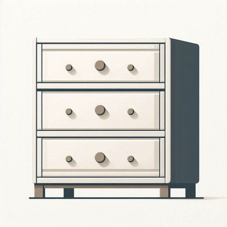 Illustration of a chest of drawers on a white background.の写真素材