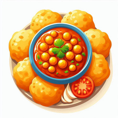 Bowl of chicken nuggets with tomato sauce. Vector illustration.