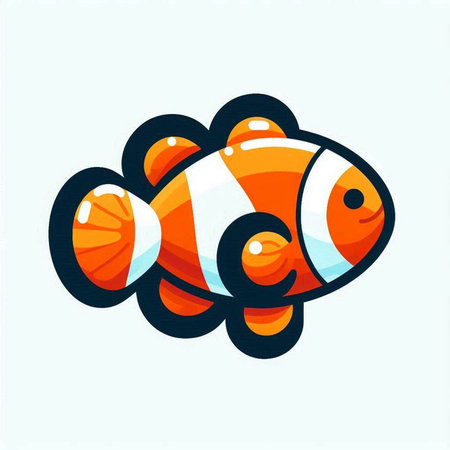 Clown fish icon. Vector illustration of anemone fish.
