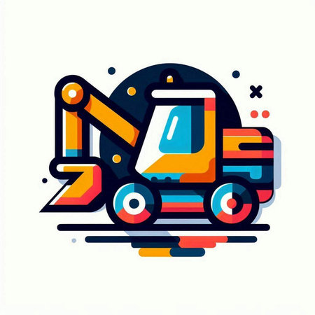 Vector illustration of a construction truck. Modern flat line art design.