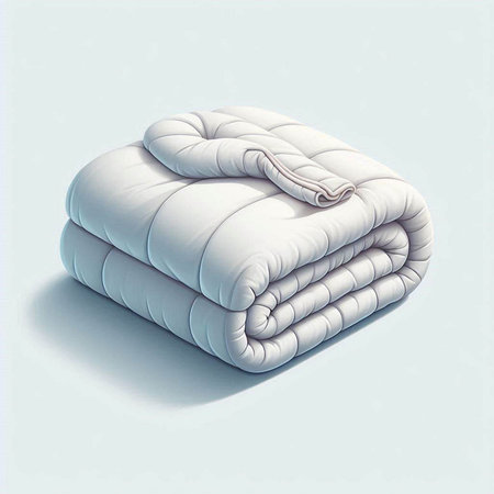 White soft pillows on blue background. 3d render illustration.