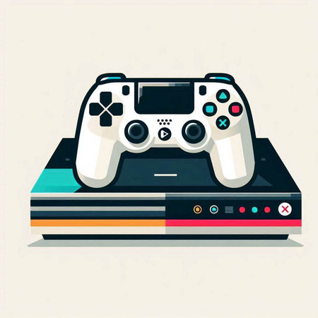 Retro video game console in flat style. Gamepad. Vector illustration