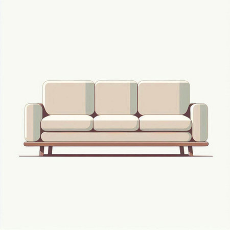 Sofa isolated on white background. Vector illustration in retro style.