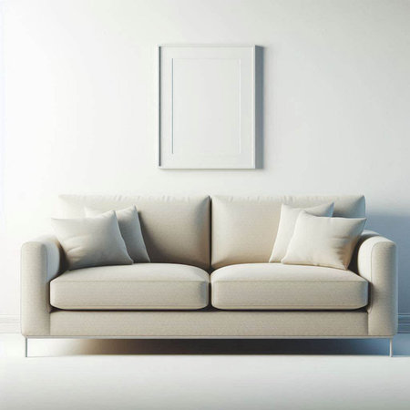 Modern bright interiors 3D rendering illustration  with mockup poster frame
