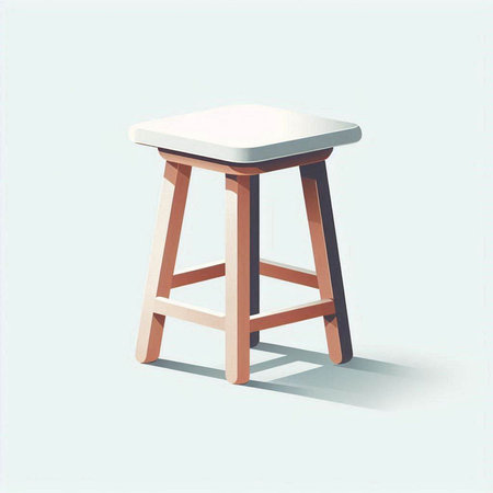 Wooden stool on blue background. Vector illustration. Eps 10.