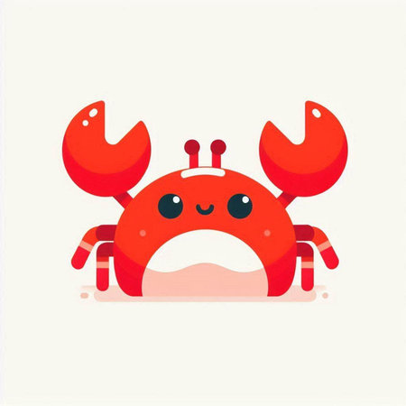 Cute red crab isolated on a white background. Vector illustration.の写真素材