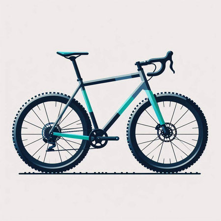 Blue mountain bike isolated on white background. Flat style vector illustration.