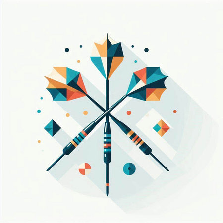 Darts flat icon with long shadow. Abstract colorful vector illustration.