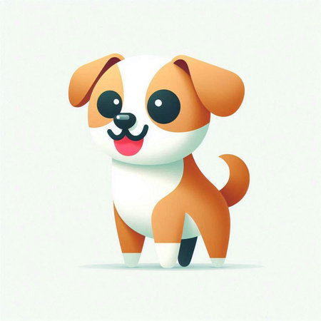 Cute cartoon dog on white background. Vector illustration for your designの写真素材