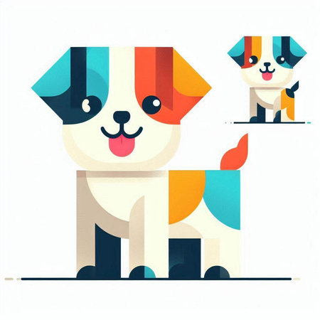Cute cartoon dog. Vector illustration. Can be used for wallpaper, pattern fills, web page background,surface textures.の写真素材