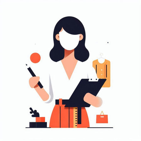 Flat design modern vector illustration concept of a seamstress, fashion designer, dressmaker,...