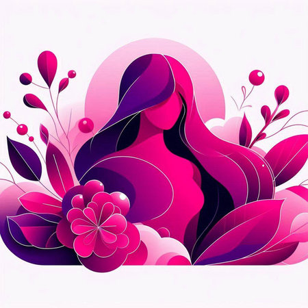 Abstract floral background with pink flowers. Vector illustration.の写真素材