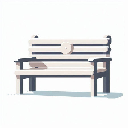 Wooden bench isolated on white background. Vector illustration in flat style.