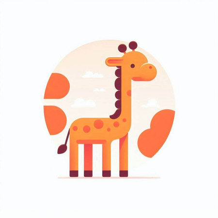 Cute giraffe in a flat style. Vector illustration for your design.の写真素材