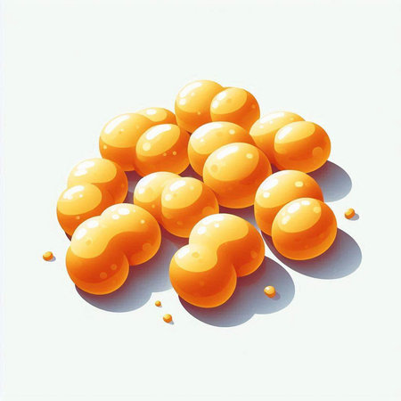 Illustration of a group of orange balls on a white background.