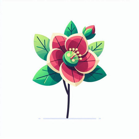 Camellia flower vector illustration. Floral design element.の写真素材