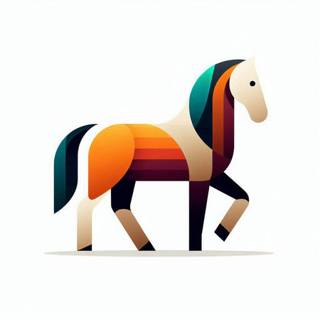 Horse abstract colorful icon isolated on white background, vector illustration.の写真素材