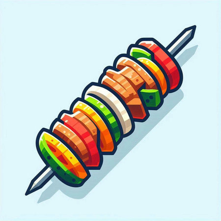 Skewers with vegetables on a skewer. Vector illustration.の写真素材