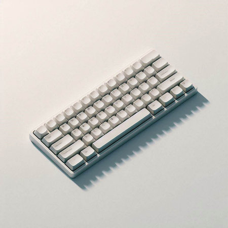 White keyboard on a white background. Computer keyboard. 3d rendering