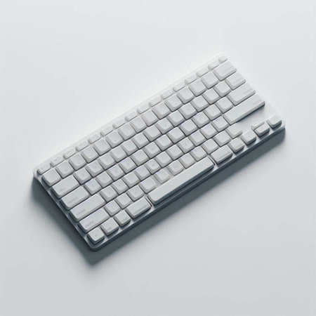 Keyboard on a white background. View from above. Flat lay.
