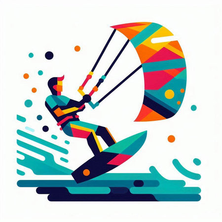 Kitesurfing. Extreme sport. Colorful vector illustration.の写真素材