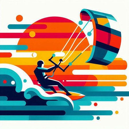 Kitesurfing and windsurfing. Vector illustration. Eps 10の写真素材