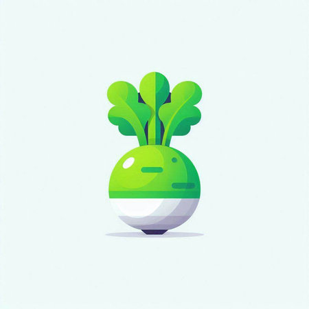 Kohlrabi in a pot. Vegetable icon. Vector illustration.