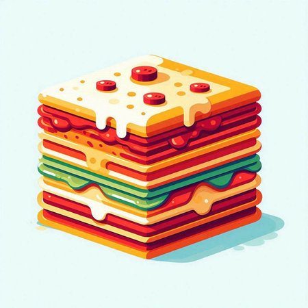 Illustration of a stack of colorful food.の写真素材