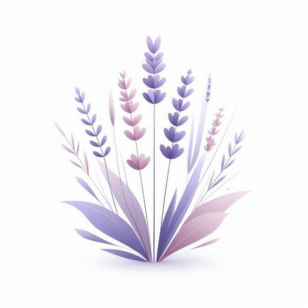 Lavender flowers on a white background. Vector illustration for designの写真素材