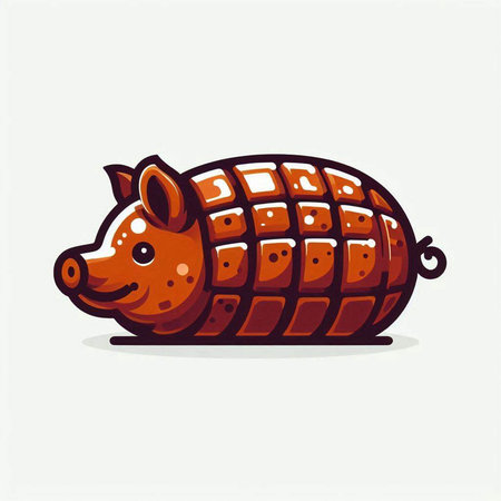 Cute cartoon pig. Vector illustration isolated on a white background.の写真素材